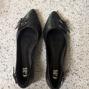 Gianni Bini Black Pointed Flats with Buckle